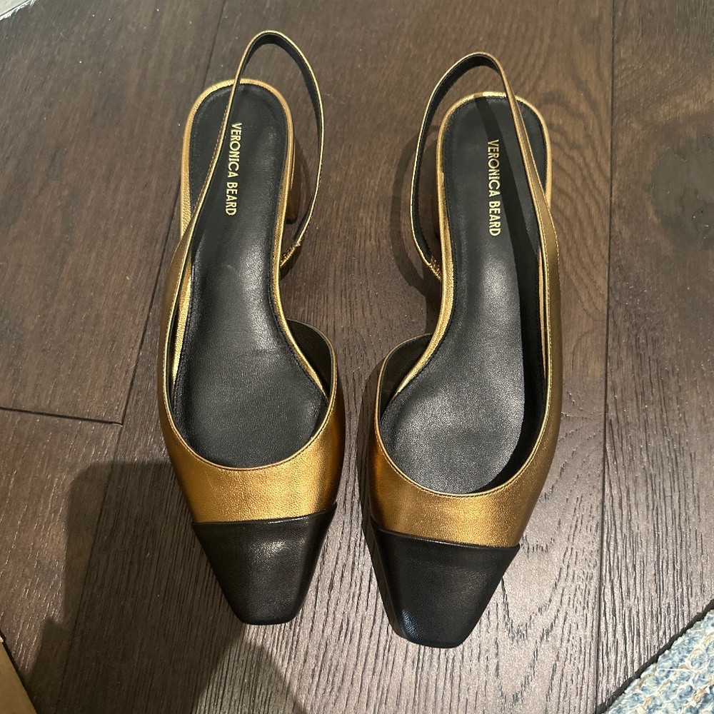 Veronica Beard Cecile 30MM Metallic Leather Slingback Pumps